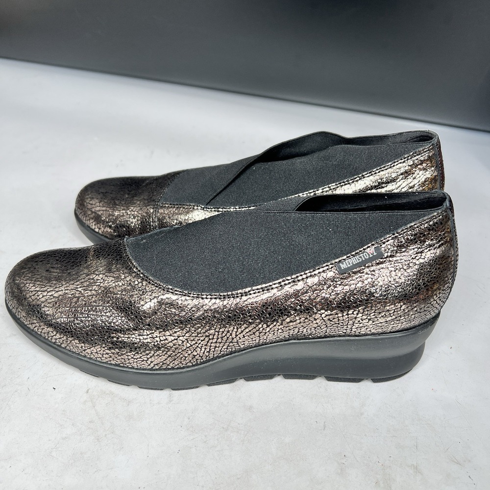 MEPHISTO Women's Shoes Size 7.5 Metallic Brown Leather Slip on Shoes